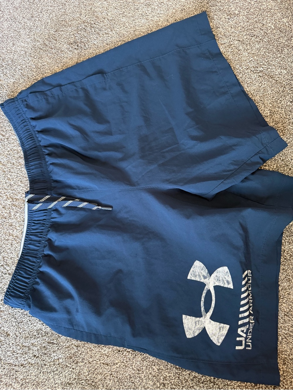 Under Armour Men’s Navy Blue Athletic Shorts with Logo